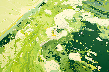 水流里的绿藻图片
