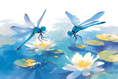 湖面上的蜻蜓图片