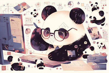 戴眼镜的熊猫图片