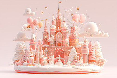粉色橡皮泥城堡图片