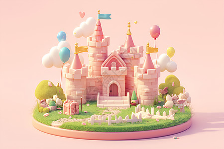 粉色梦幻童话粘土城堡图片