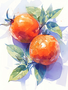 两个成熟的柿子图片