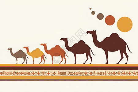 沙漠行进中的骆驼图片
