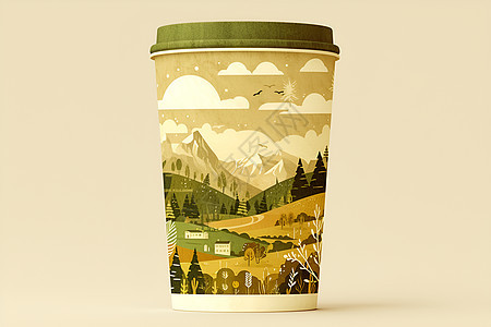 山水画式咖啡杯图片