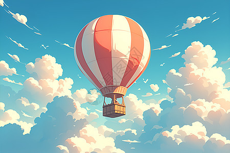 飘浮在空中的热气球图片