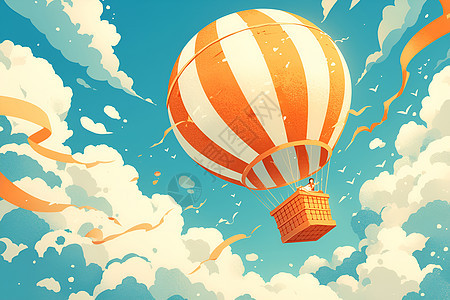 飞行中的童话热气球图片