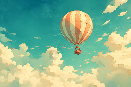 翱翔中的热气球图片