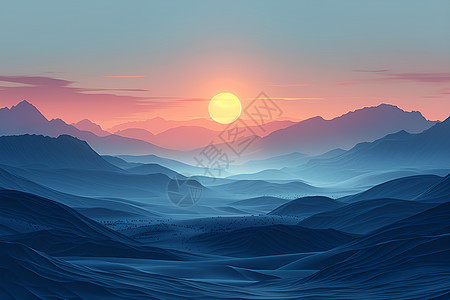 日落山脉图片