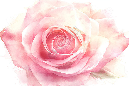 粉色水彩的玫瑰花图片