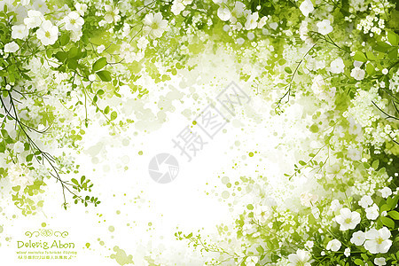 绿叶白花背景图片