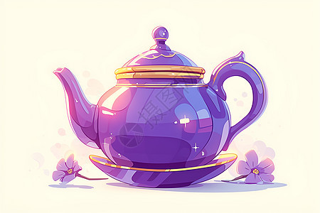 美观的紫色茶壶图片