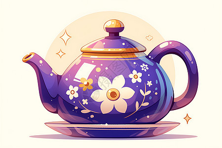 茶壶上的花朵图案图片