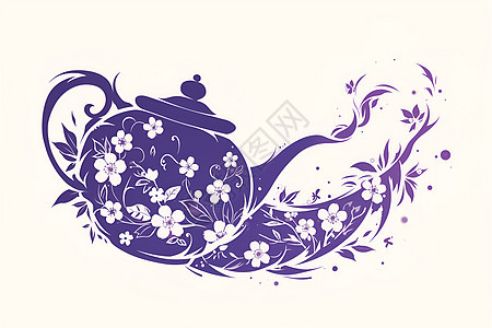 紫色茶壶上的图案图片