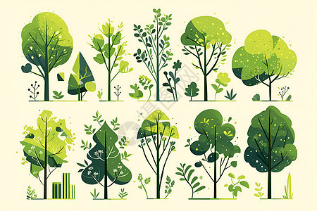 展示的绿树插画图片