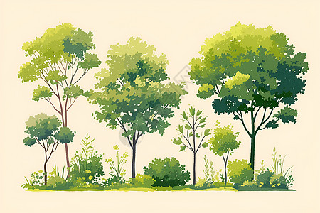 展示的绿色树木插图图片