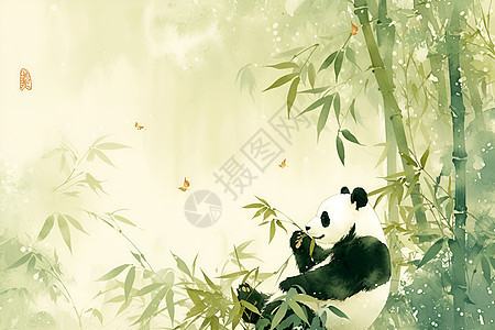 熊猫品尝竹子图片