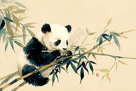 竹子上的熊猫图片