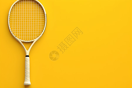 黄色的网球拍图片