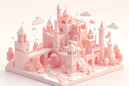 高高的粉色城堡图片