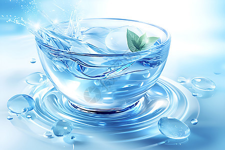 透明的蓝色玻璃碗图片