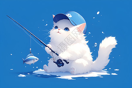 猫咪展示钓鱼技巧图片