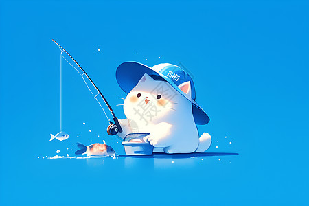 热爱钓鱼的猫咪图片
