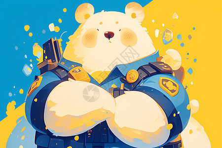 快乐的胖熊警察图片