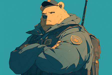 巡逻守护的胖熊警察图片