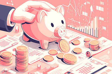 粉色的小猪存钱罐图片