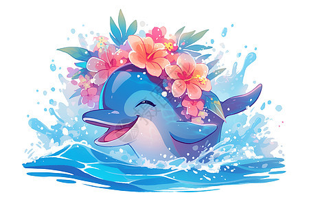 花冠海豚的欢乐的游泳图片
