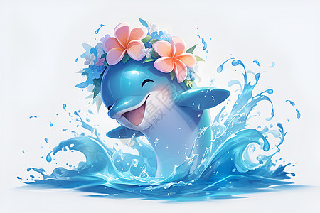 海洋中的花冠蓝色海豚图片