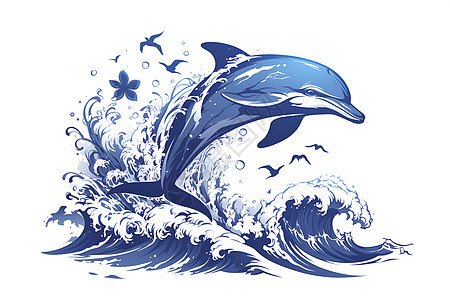 海豚跃出的大海图片