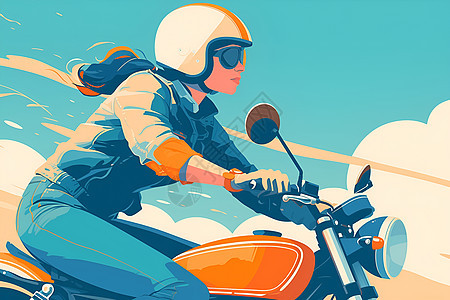 女子骑着摩托车图片