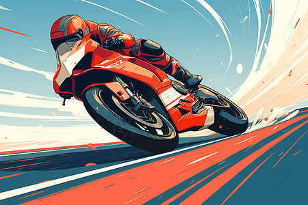 飞驰的摩托车插画图片