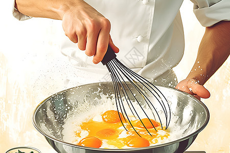 搅拌鸡蛋的厨师图片