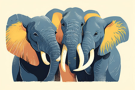 可爱的大象群插图图片