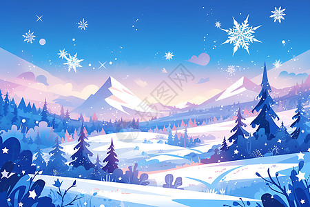 冬季的山脉风景图片