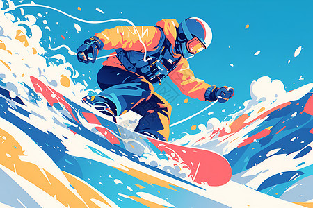 雪山中滑雪的男子图片