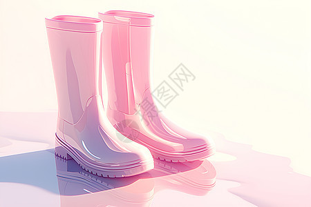 展示的雨靴插画图片