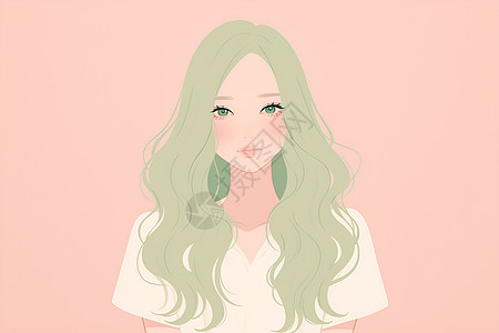 动漫女孩的绿色头发图片