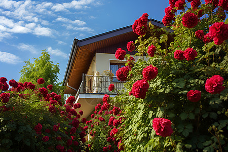 红色玫瑰花别墅图片
