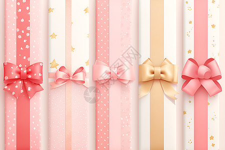 粉色礼盒和丝带图片