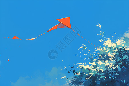 天空中的红色风筝图片