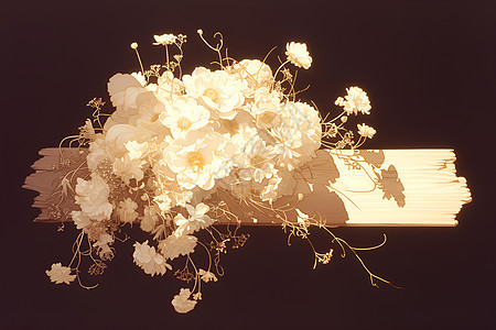 木板上的花束图片