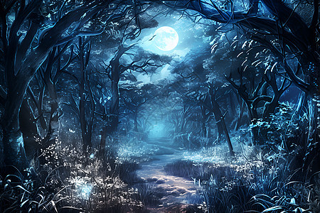 月光森林的小路图片