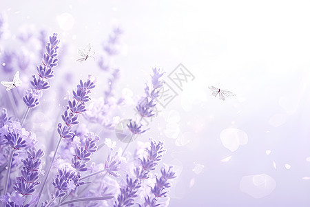 蜜蜂在薰衣草上飞舞图片