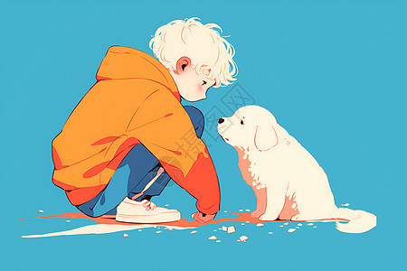 男孩和小狗图片