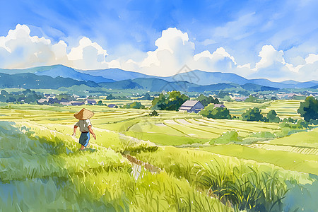 稻田中的农民图片