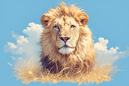 草地上的雄狮图片