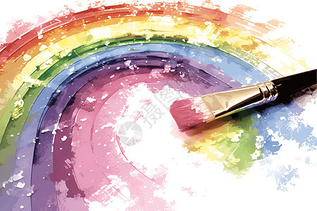画彩虹的画笔图片